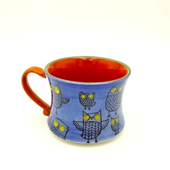 *OWL MUG*PIER ONE* HAND PAINTED*CERAMIC/STONEWARE - Picture 1 of 6